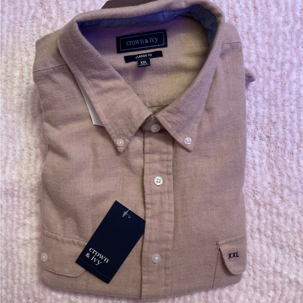 Crown & Ivy Men's Tan Button Down